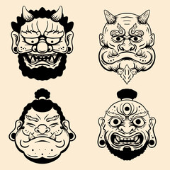 Japanese Mythology Character Sticker Collection with Traditional Style