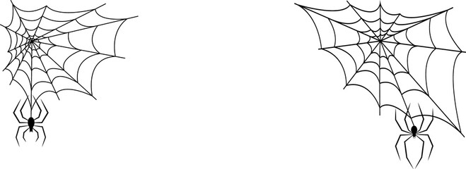 The web is black with a transparent background, the spider on the web