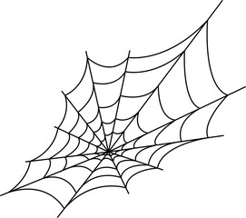 The web is black with a transparent background, the spider on the web - obrazy, fototapety, plakaty