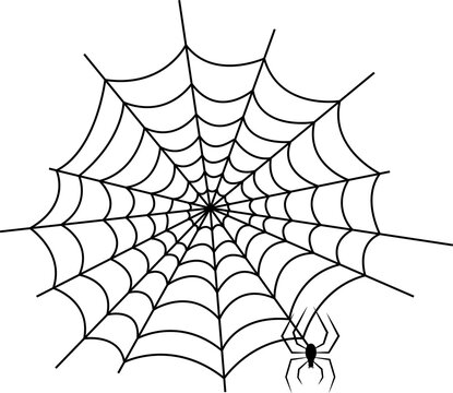 The web is black with a transparent background, the spider on the web