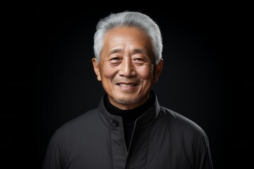 Obraz premium Portrait of an old asian man on a black background.