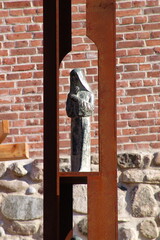 Art object pillars with nuns