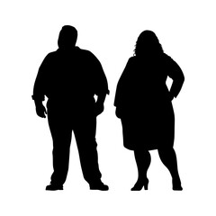 vector illustration. Silhouettes of overweight people. Big set of married couples.