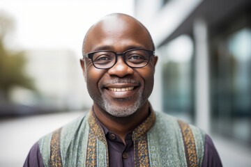 Obraz premium Portrait of a smiling senior man with eyeglasses in the city