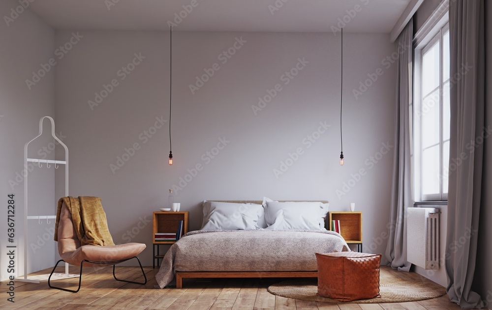 Sticker modern bedroom interior.