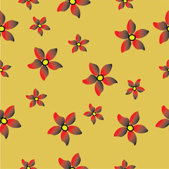 Red Flower on Yellow Background Pattern, Tile