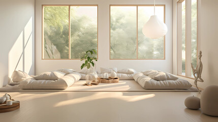 meditation room with floor cushions 
