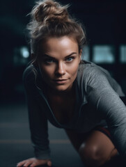 Close-up portrait of beautiful athletic woman