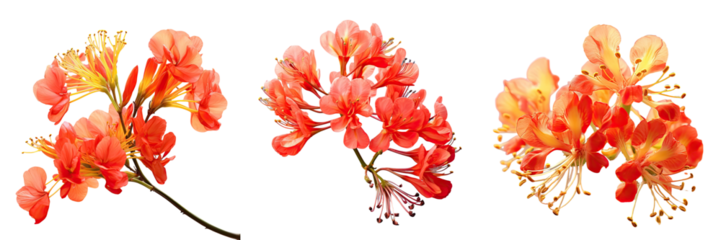 The flower names Caesalpinia pulcherrima and Delonix regia have a subject blur