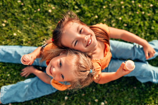 Happy family relaxing in the park