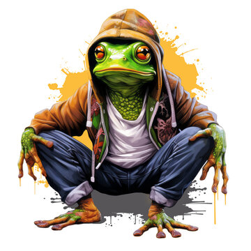 frog in hip hop street art style