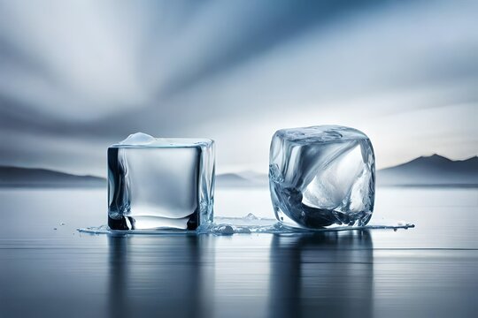 Ice cube on a neutral background