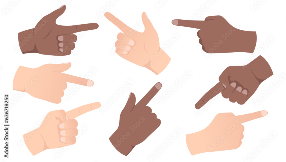 Aufkleber hands pointing collection - bundle of vector illustrations with finger pointing in various direction