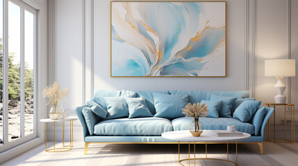modern living room with sofa. Generative Ai. 