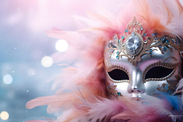 carnival mask with feathers glitter