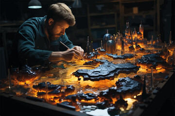 Art & Illustration,real life where epoxy resin art is applied to the table,Generate Aİ