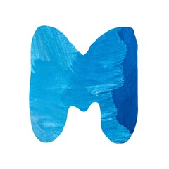 Letter M capital alphabet blue textured cut 