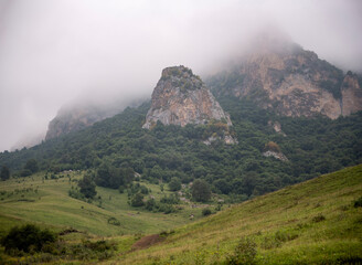 Beautiful misty mountain landscape with rocks - 636721206