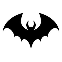 Halloween bat with horns silhouette icon vector illustration