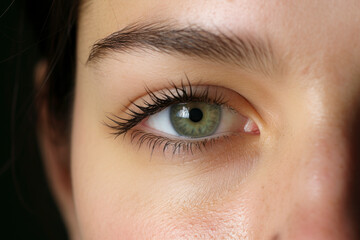 Fototapeta premium close up of beauty asia woman eye on dark background Cropped image of a womans green eye against a white background with copyspace.ai generate