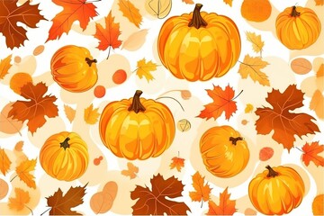 Happy Thanksgiving. Thanksgiving pumpkins and Autumn leaves. Thanksgiving Food Party. Thanksgiving Concept.Thanksgiving Background. Thanksgiving Theme. Generative Ai