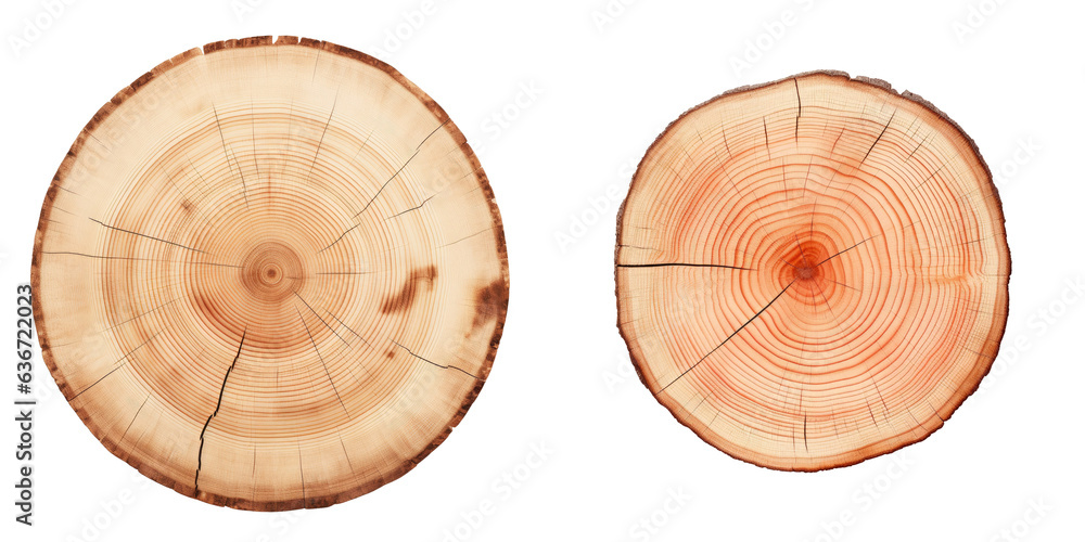 Poster tree rings in cross section on transparent background from above