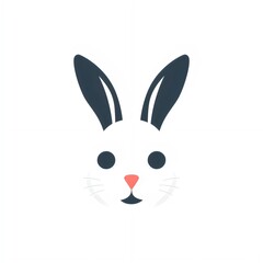 White rabbit face isolated on white background, rabbit illustration