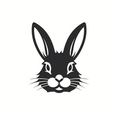 Silhouette of a rabbit isolated on white background, black and white rabbit illustration