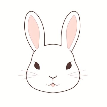 Linear rabbit face isolated on white background, rabbit illustration