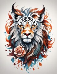 animal tattoo design, traditional tattoo style, T-shirt design, vector art, fantasy art, watercolor effect, digital painting, clean white background,