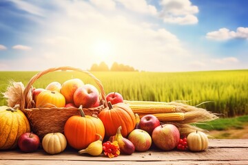 Happy Thanksgiving. Thanksgiving pumpkins and Autumn leaves. Thanksgiving Food Party. Thanksgiving Concept.Thanksgiving Background. Thanksgiving Theme. Generative Ai