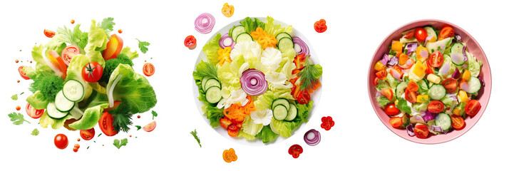 Fresh vegetable salad on transparent background