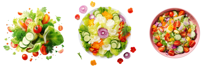 Fresh vegetable salad on transparent background