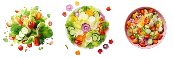 Deurstickers Fresh vegetable salad on transparent background © TheWaterMeloonProjec