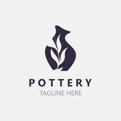 Pottery logo design handmade, creative traditional mug craft sign concept inspiration nature workshop