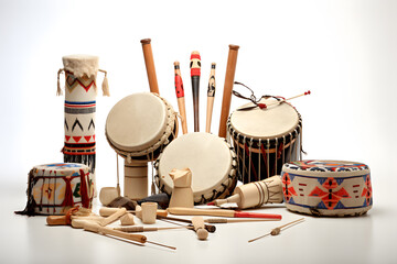 A collection of traditional Native American musical instrument