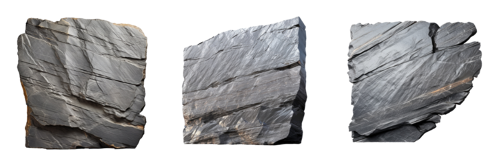 Slate stone a metamorphic rock from shale shown on transparent background