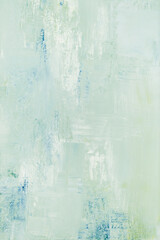 Abstract green and blue art background. Oil painting on canvas. Blue, yellow and white texture....