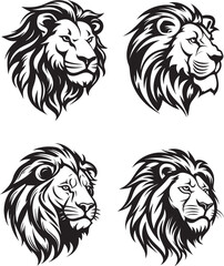 lion head logo silhouette tattoo style black outlined design