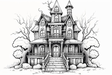 Art & Illustration,create a black and white luigui to color in the cap has to go a l Luigi is exploring the haunted mansion with a flashlight,Generate Aİ