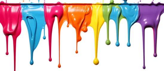 Stof per meter Colorful acrylic paint dripping with liquid drops. Generative AI © SRITE KHATUN