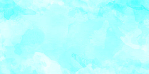 Abstract hand paint square stained soft sky blue watercolor background, hand painted blue watercolor texture, Beautiful bright blue paper texture, Stylist beautiful white clouds in natural bright sky.