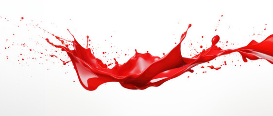 Red paint or blood splash isolated on white background
