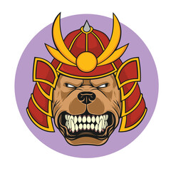 samurai mascot bulldog vector art illustration design