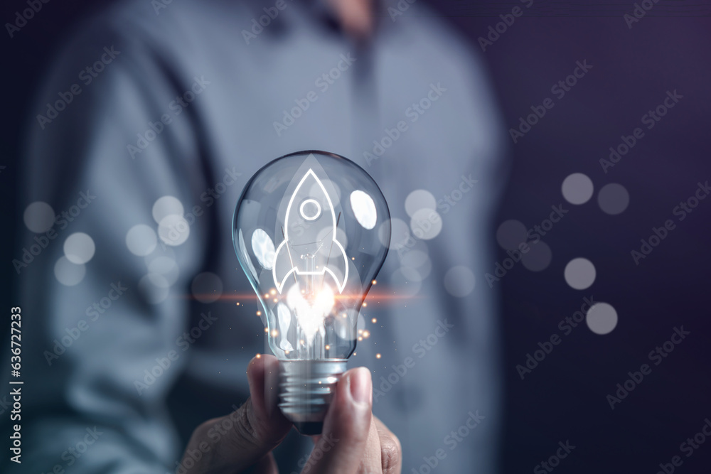 Aufkleber embarking on a business journey of a rocket icon, accelerate towards our goals, rapid startup moment