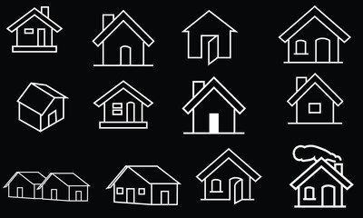 Home Icon Set. Contains such Icons as House, Property, Church, Garage, Smart Home and more. House vector icon set. Set of home icon, Thin outline shape of house vector. Simple collection of home icon.