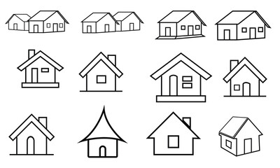 Obraz premium Home Icon Set. Contains such Icons as House, Property, Church, Garage, Smart Home and more. House vector icon set. Set of home icon, Thin outline shape of house vector. Simple collection of home icon.