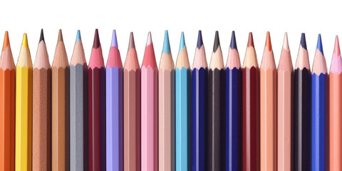 Color pencils on transparent background. Color pencil set