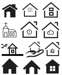 Set of thin line icons of homes and real estate. Outline symbol collection. Editable vector stroke. 256x256 Pixel Perfect scalable to 128px, 64px...