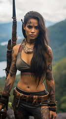 portrait of a indian warrior girl